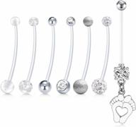 14g clear acrylic bioflex cz sport maternity belly navel ring barbell body jewelry piercing - lauritami pregnancy belly button rings logo