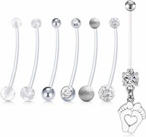 img 3 attached to 14G Clear Acrylic Bioflex CZ Sport Maternity Belly Navel Ring Barbell Body Jewelry Piercing - LAURITAMI Pregnancy Belly Button Rings