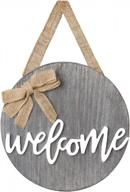 dahey welcome sign for front door decor winter wreath 12 inch farmhouse wood wall hanging outdoor home porch decorations for all seasons holiday housewarming gift, dark gray logo