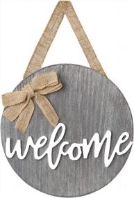 img 4 attached to Dahey Welcome Sign For Front Door Decor Winter Wreath 12 Inch Farmhouse Wood Wall Hanging Outdoor Home Porch Decorations For All Seasons Holiday Housewarming Gift, Dark Gray