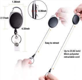 img 2 attached to 3 Pack JIKIOU Retractable Badge Reels With Carabiner Clip For ID Badge Holders And Keychains - Black