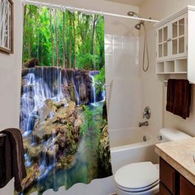 img 2 attached to Tropical Forest Waterfall Scenic Green Landscape Shower Curtain Set By BROSHAN, With Outdoor Fabric And Hooks, Ideal For Nature-Inspired Bathroom Decor, 72 X 72 Inches