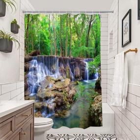 img 3 attached to Tropical Forest Waterfall Scenic Green Landscape Shower Curtain Set By BROSHAN, With Outdoor Fabric And Hooks, Ideal For Nature-Inspired Bathroom Decor, 72 X 72 Inches