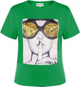 img 4 attached to Women'S Short Sleeve T-Shirt With Sequins And Funny Graphic: PESION Blouse Top