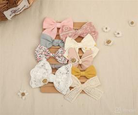 img 1 attached to 10-Piece Handmade Linen Hair Bows with Stretchy Nylon Hair Bands - Baby Headbands and Bows for Girls, Butterfly Hair Accessories for Newborns, Toddlers, and Children - Perfect Gifts