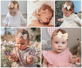 img 3 attached to 10-Piece Handmade Linen Hair Bows with Stretchy Nylon Hair Bands - Baby Headbands and Bows for Girls, Butterfly Hair Accessories for Newborns, Toddlers, and Children - Perfect Gifts