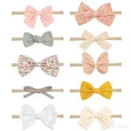 10-piece handmade linen hair bows with stretchy nylon hair bands - baby headbands and bows for girls, butterfly hair accessories for newborns, toddlers, and children - perfect gifts логотип