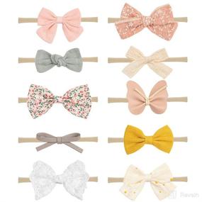 img 4 attached to 10-Piece Handmade Linen Hair Bows with Stretchy Nylon Hair Bands - Baby Headbands and Bows for Girls, Butterfly Hair Accessories for Newborns, Toddlers, and Children - Perfect Gifts