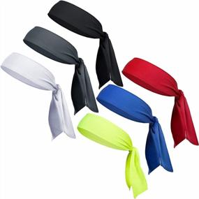 img 4 attached to Get Sporty With 6 Pack Head Tie Headbands - Ideal For Men, Women And Any Sport!