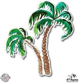 img 2 attached to 🌴 Palm Trees Watercolor Vinyl Sticker | 3-Inch | Car Laptop I-Pad Phone Helmet Decal | Waterproof & Durable