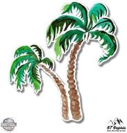 🌴 palm trees watercolor vinyl sticker | 3-inch | car laptop i-pad phone helmet decal | waterproof & durable логотип