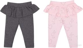 img 4 attached to 👶 LAMAZE Baby Girls' Organic Cotton Peplum Ruffle Leggings, 2 Pack: Super Combed and Easy Pull-On