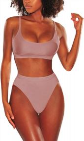img 4 attached to Cutiefox Women'S 2 Piece Swimsuit Push Up Straps Scoop Neck High Waist Bikini Sets Swimwear