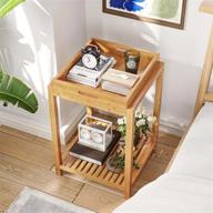 viagdo end table: bamboo side table w/ removable tray, wood nightstand & storage shelf for living room, bedroom - easy assembly! logo