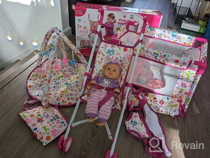 img 1 attached to Complete Baby Doll Stroller Set With Feeding Toys, Play Mat, Travel Cot, Carrier, And Bag For Kids Role Play - DeAO review by Mitch Wright