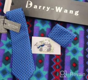 img 7 attached to Classic Stripe Plaid Tie Set For Men By Barry.Wang With Matching Handkerchief And Cufflinks