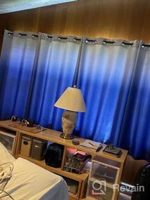 img 8 attached to Yakamok 84-дюймовые длинные омбре-шторы, светоблокирующие градиентные цветные шторы, затемнение комнаты, теплоизолированные люверсы, оконные шторы для спальни (светло-голубой и серовато-белый, 2 панели, 52X84 дюйма)