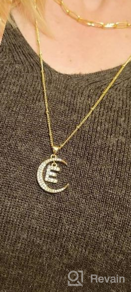 img 1 attached to Bivei 14K Gold Plated Crescent Moon Initial Necklace With Cubic Zirconia For Women - Perfect Dainty Jewelry Gift review by Sung Shorunov