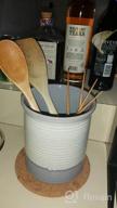 img 1 attached to Framhouse Style Stoneware Utensil Holder For Kitchen Countertop - Large Cooking Utensil Crock Perfect For Any Size Kitchen Accessories review by Braxton Jackson