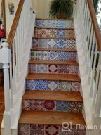 img 1 attached to TUOKING 13 Strips Removable Stair Decals, Peel And Stick Vinyl Staircase Stickers, 39.37" L X 7.08" W For 13 Steps, Ceramic Tiles Pattern review by Thong Pilla