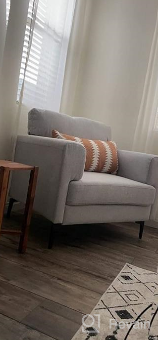 img 1 attached to Comfy Mid-Century Accent Chairs Set Of 2 - Perfect For Bedroom And Living Room Decor: CDCASA Linen Fabric Oversized Armchairs In Light Gray review by John Butler