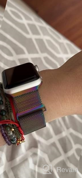 img 1 attached to Stylish & Secure: OULUOQI Stainless Steel Mesh Loop Magnetic Clasp Compatible Watch Band For Apple Watch Series review by Bob Kussmaul