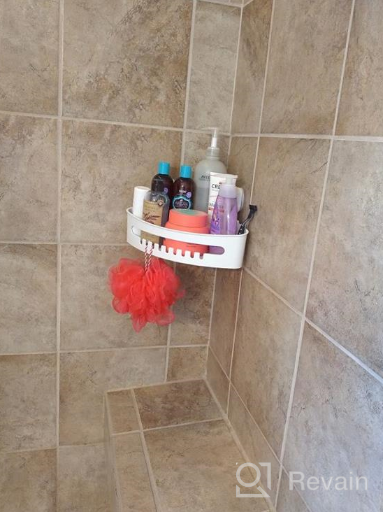 img 1 attached to White Suction Cup Corner Shower Caddy - Removable Bathroom Storage Organizer For Shower Or Kitchen - Wall Mounted Shower Shelf In Plastic By LUXEAR review by Rick Turner