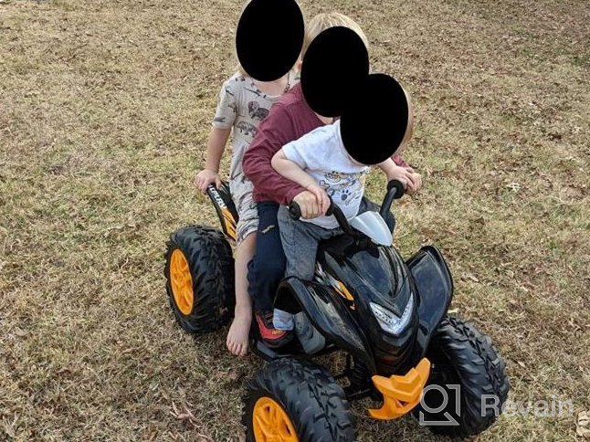 img 1 attached to Rollplay MAX 12V Electric ATV 4 Wheeler With Oversized Wheels, Rubber Tire Strips For Traction, Working Headlights And 3 MPH Top Speed - Red/Black review by Byron Elliott