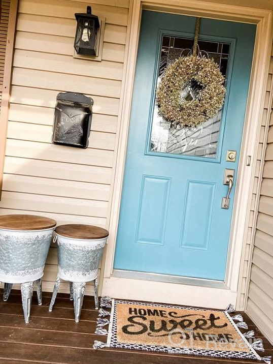 img 1 attached to Distressed White Farmhouse Accent Side Table - Galvanized Rustic Coffee Table With Metal Storage Ottoman Wood Cover & Stand Decor Bench Legs (Set Of 1) review by David Ocampo