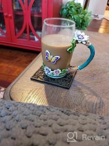 img 6 attached to COAWG Цветочная стеклянная чайная чашка, эмалированная прозрачная кофейная кружка ручной работы, украшенная цветком ромашки. Отличная идея подарка для женщин, сестер, жены, матери, Рождества, Дня благодарения, Нового года (11 унций)