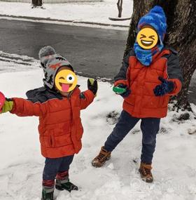 img 5 attached to Теплая зимняя шапка с динозавром для маленьких мальчиков - Zsedrut Knit Kids Pompom Beanie с флисовой подкладкой