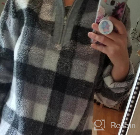 img 1 attached to Stay Cozy And Stylish With Angashion'S Plaid Fleece Hoodie Pullover review by Erin Nguyen