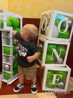 img 1 attached to 🎈 One Year Old Birthday Balloon Boxes with 24 Balloons - Safari/Jungle Wild One Green Theme - Baby First Birthday Decorations Clear Cube Blocks 'ONE' Letters as Cake Smash Photoshoot Props review by Billy Danaher