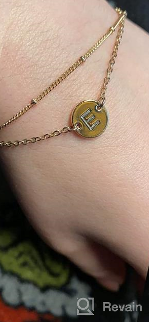 img 1 attached to Dainty 14K Gold Filled Initial Bracelets with Personalized Disc Monogram Charm - Perfect Gift for Women & Girls by MONOZO review by Patrick Hilzer