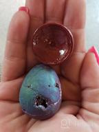 img 1 attached to Rainbow Titanium Coated Quartz Crystal Egg Figurine With Wood Stand: A Stunning Druzy Agate Geode Specimen From Mookaitedecor review by Heather Welsh