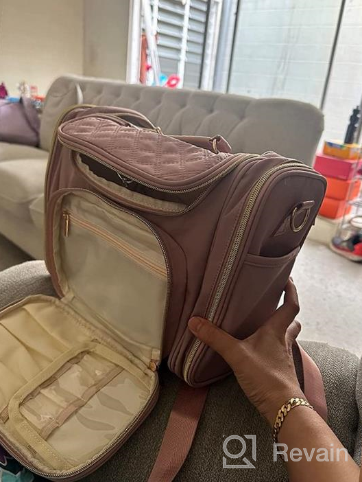 img 1 attached to Large Water-Resistant Toiletry Travel Bag For Women - Ideal For Full-Sized Toiletries And Makeup – Hanging Cosmetic Organizer For Easy Accessibility review by Andre Stephens
