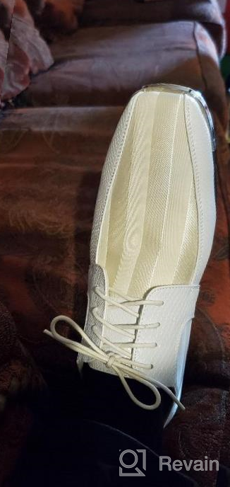 img 1 attached to Stylish Silver Stripes Wedding Groomsmen Oxfords: Elevate Your Big Day Look! review by Matt Norwood