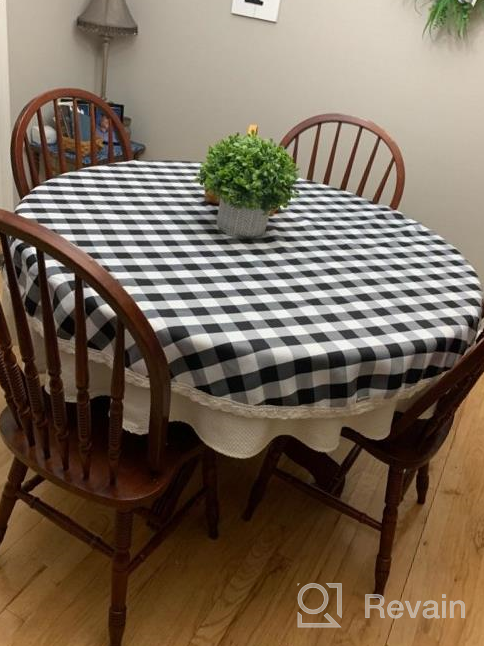 img 1 attached to Nobildonna 70Inch Gingham Checkered Tablecloth, Black & White Checker, Round Lace Polyester Tablecloth review by Leah Griffin