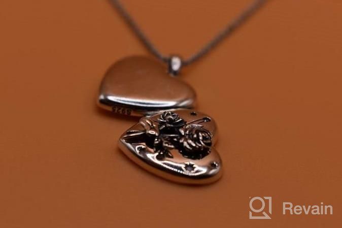 img 1 attached to Soulmeet Heart Birth Flowers Zodiac Locket Necklace - Personalized Sterling Silver Photo Locket For Loved Ones. Choose Your Lucky Month And Constellation For The Perfect Birthday Gift. review by Dan Ball
