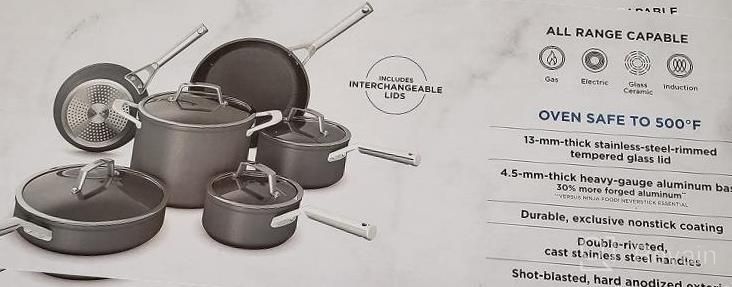 img 1 attached to Ninja C39500 Foodi NeverStick 10-Piece Hard-Anodized Nonstick Cookware Set, Oven Safe To 500°F, Slate Grey review by Jesus Carlson