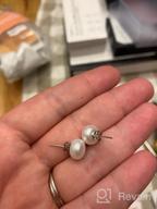 img 1 attached to Pearl Stud Earrings: Freshwater Cultured, Flat 925 Silver for Women and Girls - Optimal Choice review by Amber Chandler