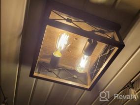 img 5 attached to Современный потолочный светильник с двумя светильниками черного цвета и древесной зернистостью от Osimir