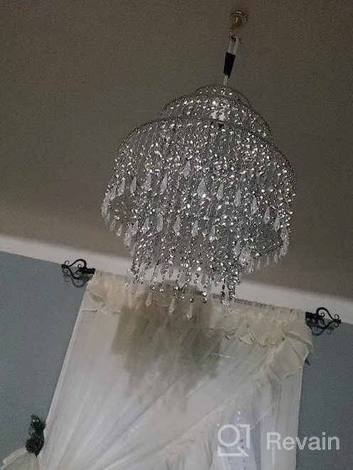 img 1 attached to Silver Acrylic Chandelier Shade, 3-Tier Beaded Pendant Lampshade With Crystal Beads And Chrome Frame For Bedroom, Wedding Or Party Decoration - 12.6 Inches Diameter review by Jacob Guerrero