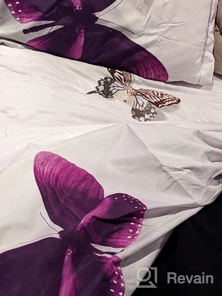 img 1 attached to HIG 3D Bed Sheet Set - 4 Piece 3D Purple Butterfly Reactive Printed Sheet Set Queen Size (Y34) - Soft, Breathable, Fade Resistant - Includes 1 Flat Sheet,1 Fitted Sheet,2 Shams review by Atiyya Green