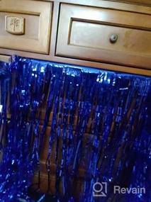 img 5 attached to Потрясающие синие настольные юбки из металлической фольги с бахромой - идеально подходят для парадов, вечеринок и многого другого!