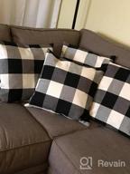 img 1 attached to Set Of 4 Buffalo Check Plaid Throw Pillow Covers - 18X18 Inches Farmhouse Decorative Square Pillowcases For Home Decor, Sofa, Bedroom, And Car - Volcanics review by Saumeen Shamoon