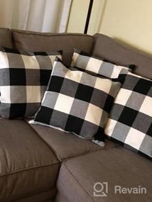 img 7 attached to Set Of 4 Buffalo Check Plaid Throw Pillow Covers - 18X18 Inches Farmhouse Decorative Square Pillowcases For Home Decor, Sofa, Bedroom, And Car - Volcanics