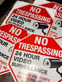 img 7 attached to No Trespassing Sign Private Property Protected By Video Surveillance Violators Will Be Prosecuted Sign, 2-Pack 10 X 10 Inch Reflective Aluminum, UV Protected, Weather/Fade Resistant, Easy To Install