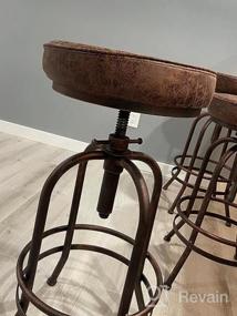 img 6 attached to Набор из 2 винтажных промышленных барных стульев - поворотный из металла и дерева - регулируемая высота - полностью сварной - идеально подходит для паба и кухни