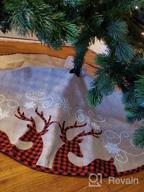 img 1 attached to HAUMENLY Burlap Christmas Tree Skirt, Buffalo Plaid Reindeer Tree Skirt For Xmas Tree Holiday Party Decoration - 32 Inches review by Dylan Aaronson
